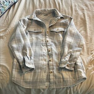 thick Columbia Gray Plaid Shirt button up